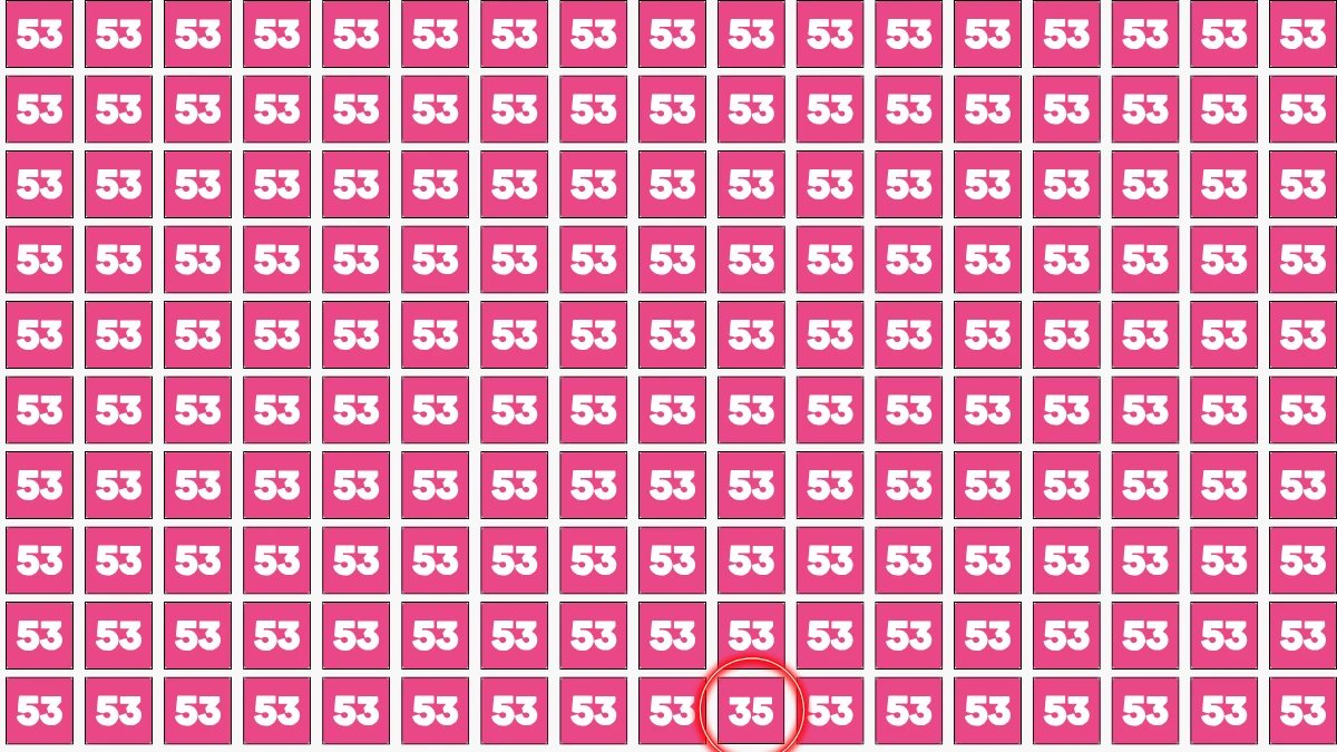 Genius IQ Test: You have a sharp eyes if you can solve this puzzle in 6 seconds! Spot the number 35 among 53