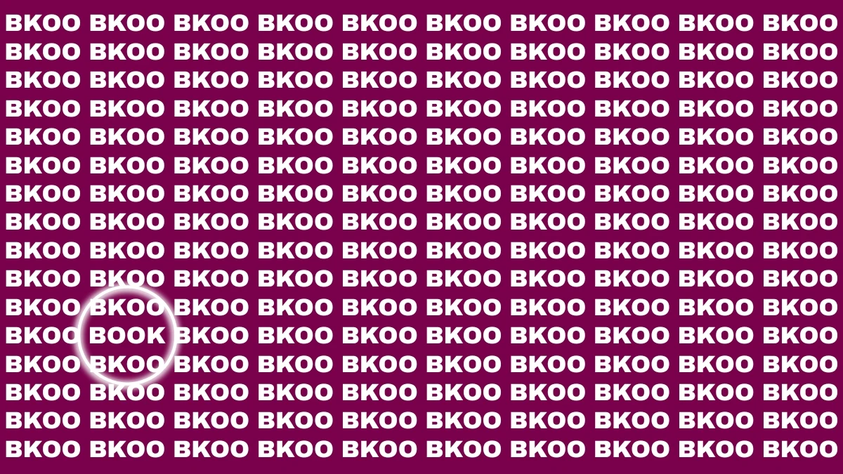 Visual Illusion: Within 5 Seconds Spot the Word BOOK among BKOO