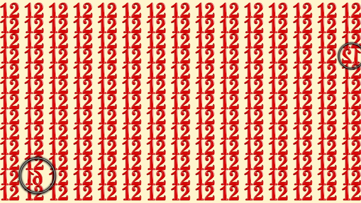 Optical Illusion: Can You Spot the 2 Inverted Numbers Among 12s within 10 Seconds?