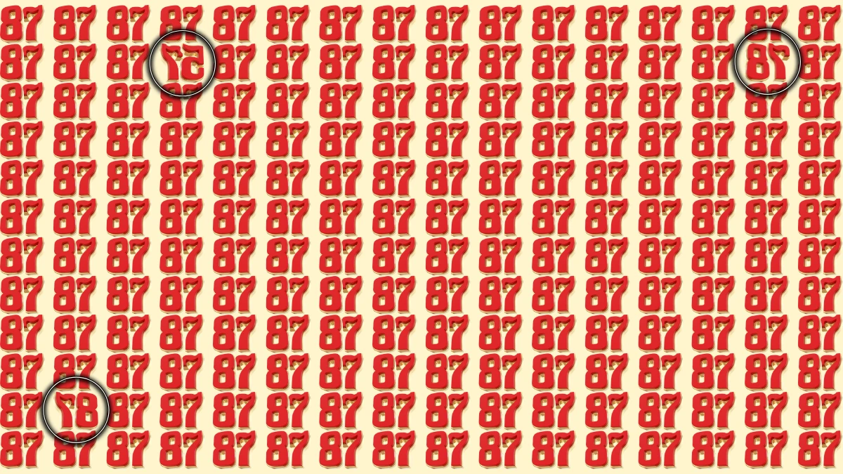 Optical Illusion: Can You Spot the 3 Inverted Numbers Among 87s within 12 Seconds?