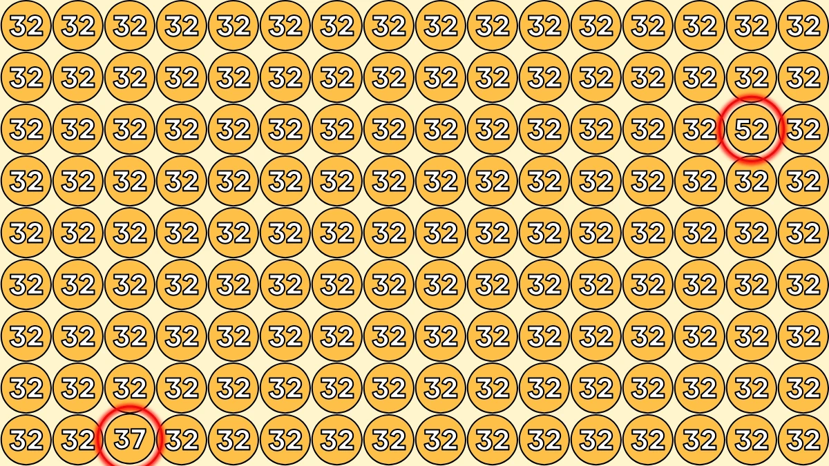 Optical Illusion Eye Test Challenge: Within 6 Seconds Spot The Number 52 and 37 among 32