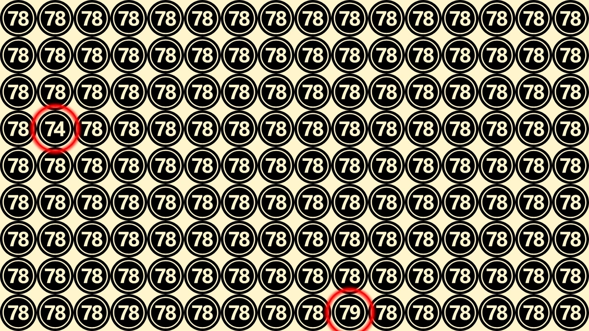 Optical Illusion Eye Test Challenge: Within 7 Seconds Spot The Number 74 and 79 among 78