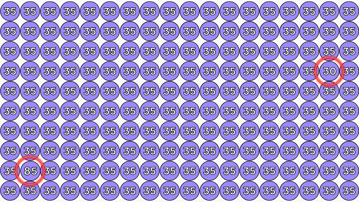 Optical Illusion Eye Test Challenge: Within 8 Seconds Spot The Number 30 and 85 among 35