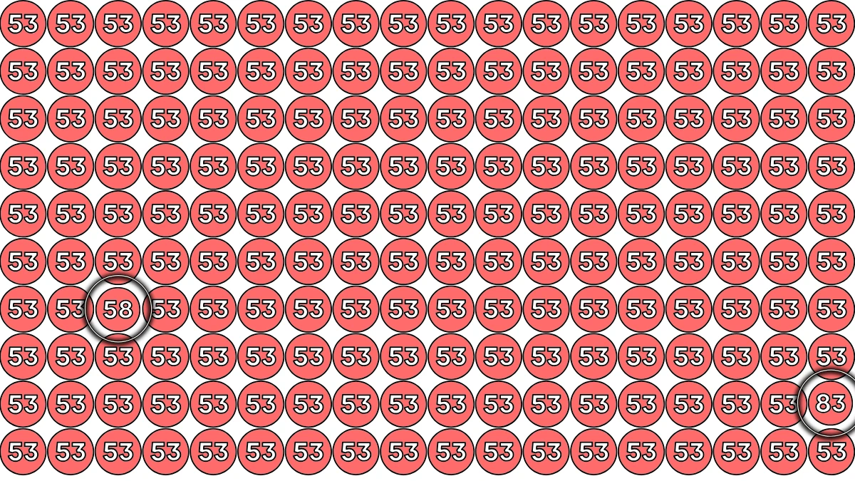 Optical Illusion Eye Test Challenge: Within 8 Seconds Spot The Number 58 and 83 among 53