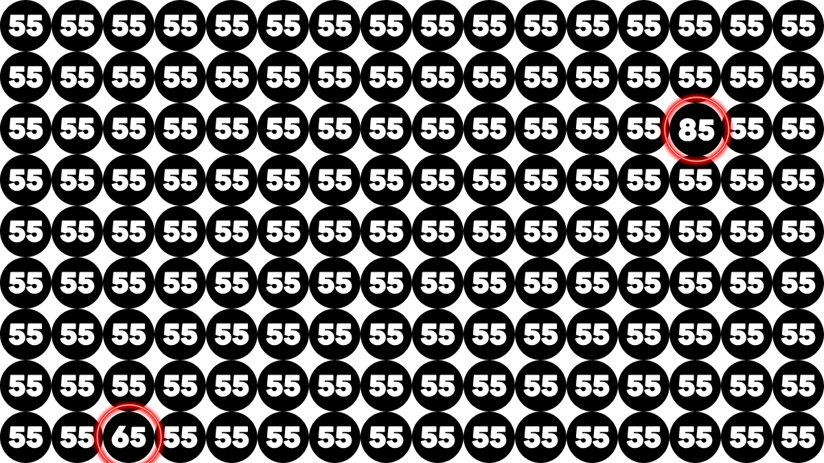 Optical Illusion Eye Test Challenge: Within 8 Seconds Spot The Number 85 and 65 among 55