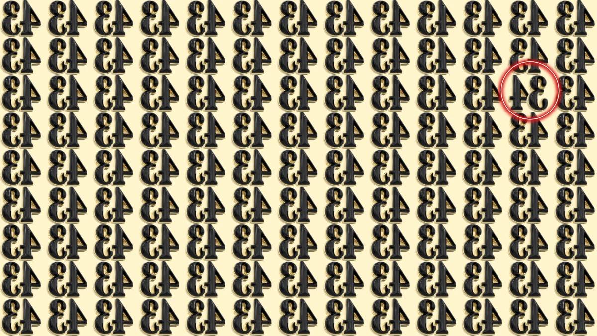 Optical Illusion IQ Test: Are You A Genius? Within 5 Seconds Spot The Inverted 34 among Inverted 43