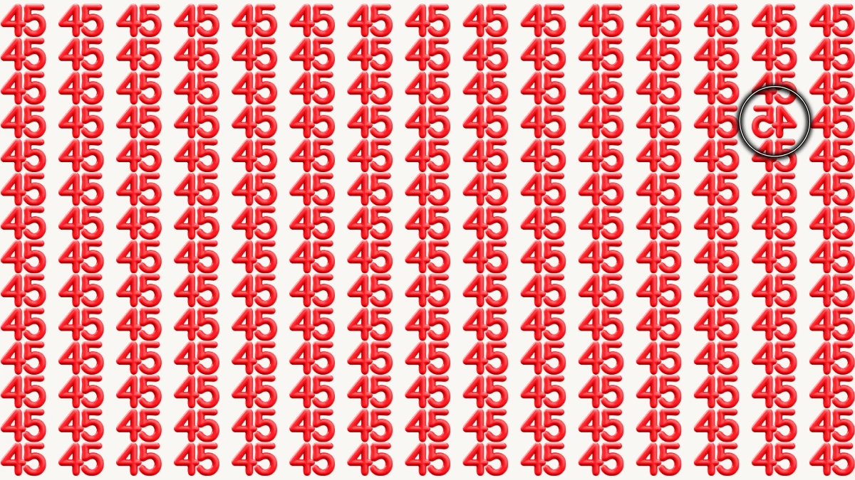 Optical Illusion IQ Test: Are You A Genius? Within 5 Seconds Spot The Inverted 45 among 45