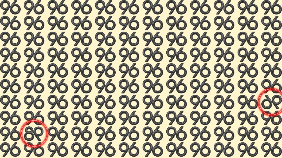 Optical Illusion IQ Test: Can You Spot the 2 Inverted Numbers Among 96s within 10 Seconds?