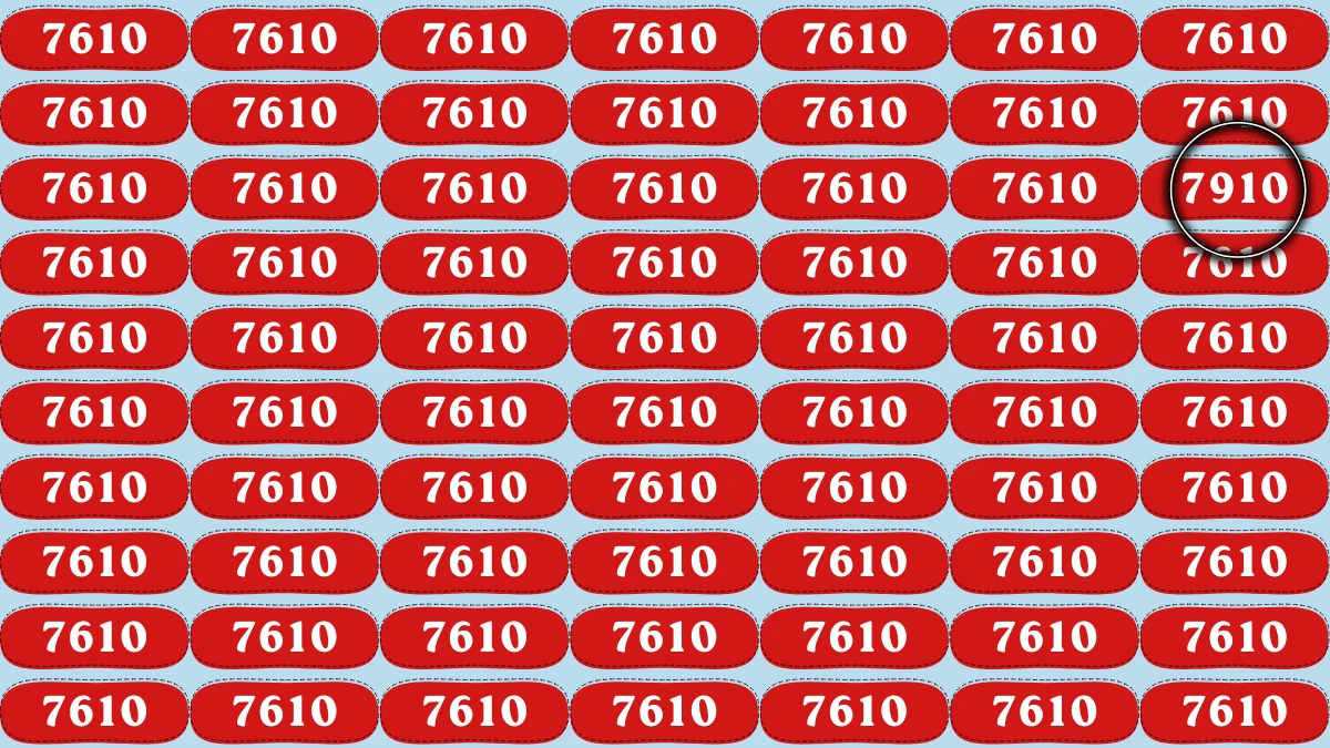 Optical Illusion Puzzle IQ Test: Within 6 Seconds Spot The Number 7910 among 7610