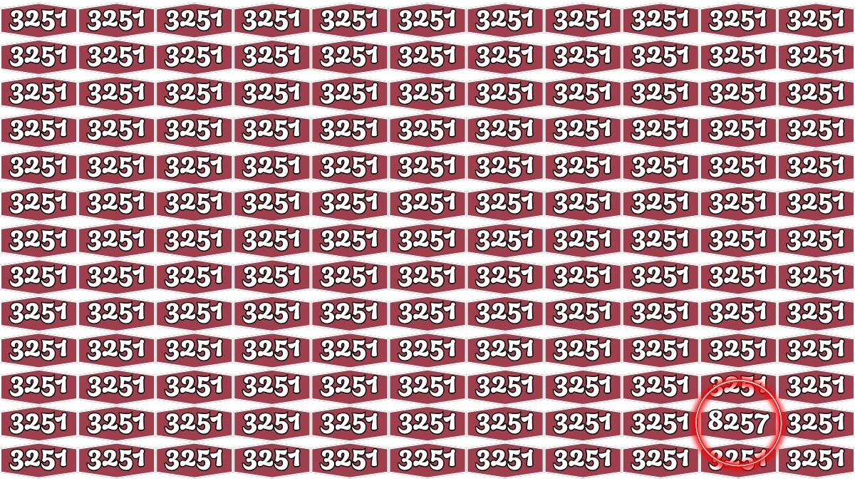 Optical Illusion Puzzle IQ Test: Within 8 Seconds Spot The Number 8257 among 3251