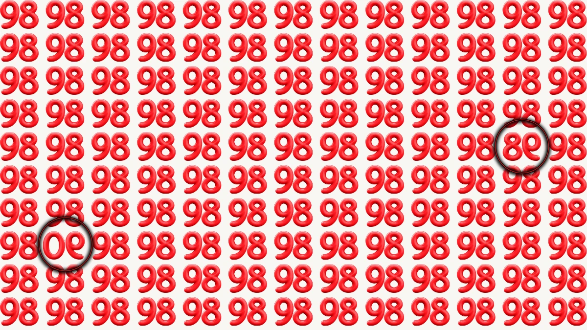 Optical Illusion: Within 10 Seconds Spot The 2 Inverted Numbers among 98s