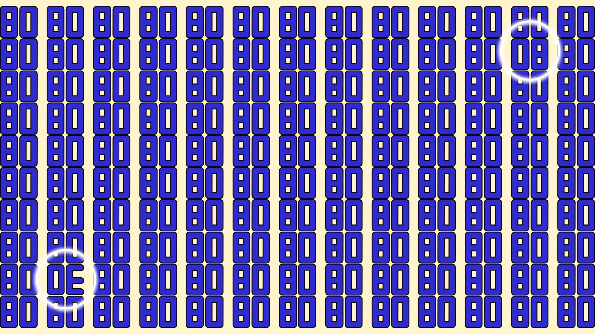 Optical Illusion: Within 8 Seconds Spot The 2 Inverted Numbers among 80s