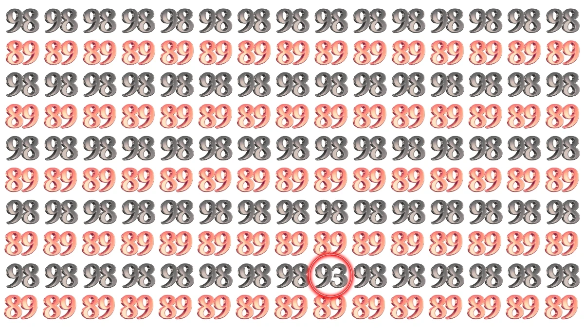 Optical Illusion: Within 9 Seconds Spot The Number 93 among 89 and 98