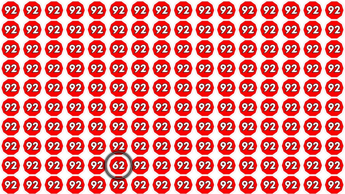 Optical Illusion: You will be renamed a genius if you can spot hidden number 62 among 92 within 8 seconds!