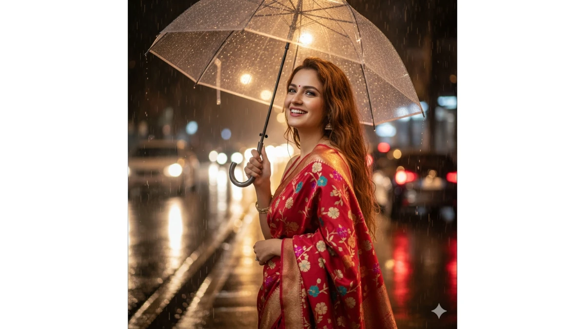 10 Trending Google Gemini AI Photo Editing Prompts for Girls to Create Rainy City Retro Style Portrait