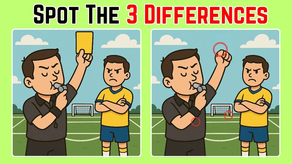 Spot the Difference: How attentive are you? Prove yourself by finding 3 differences in the referee picture in 10 Secs