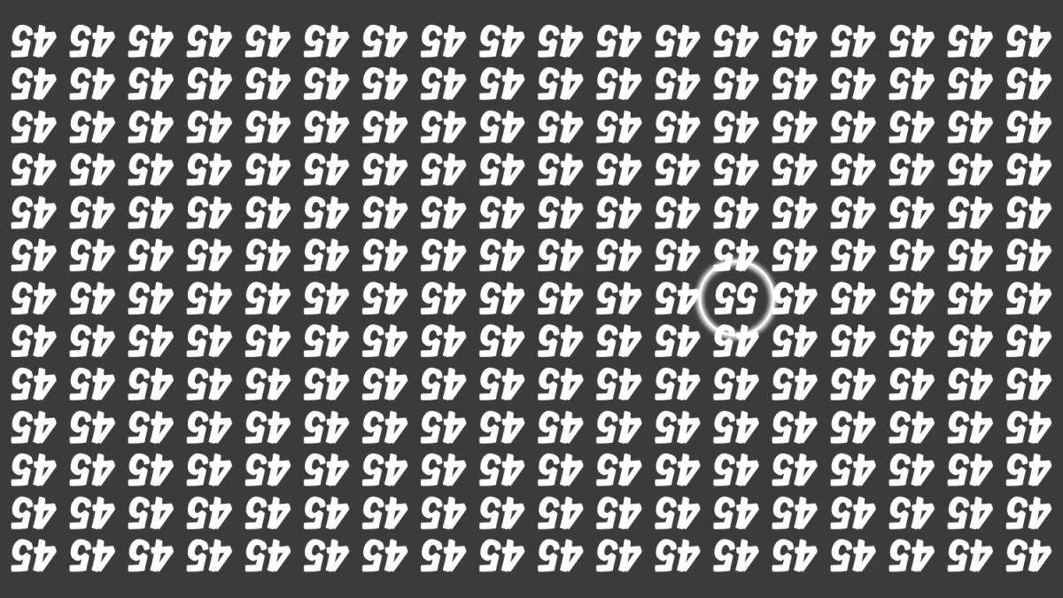 Optical Illusion IQ Test: Are You A Genius? Within 8 Seconds Spot The Inverted 55 among Inverted 45