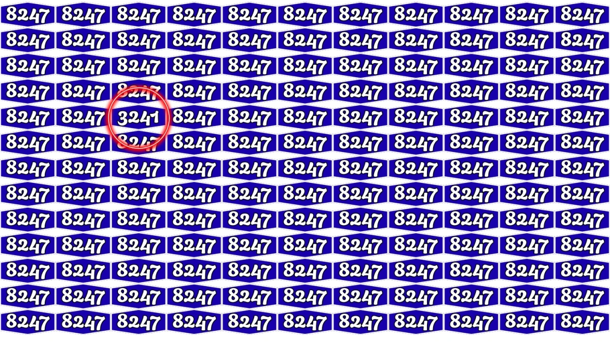 Optical Illusion Puzzle IQ Test: Within 8 Seconds Spot The Number 3241 among 8247.