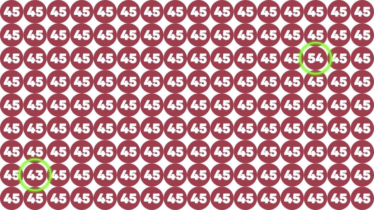 Optical Illusion Eye Test Challenge: Within 8 Seconds Spot The Number 43 and 54 among 45.