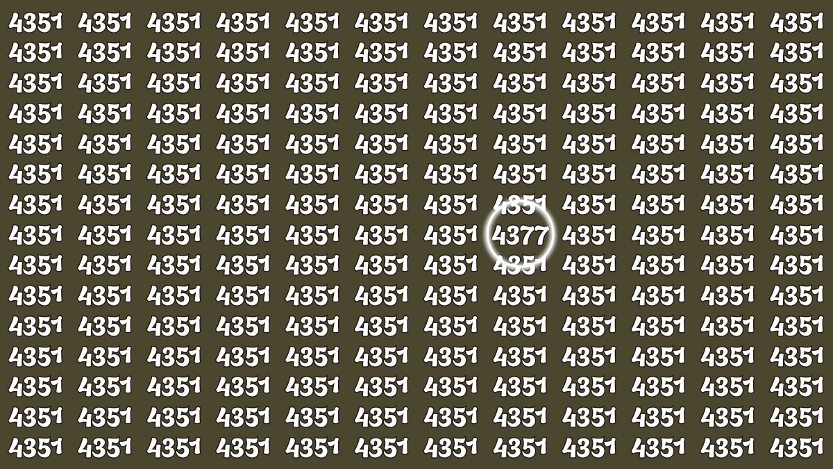 Optical Illusion Puzzle IQ Test: Within 8 Seconds Spot The Number 4377 among 4351