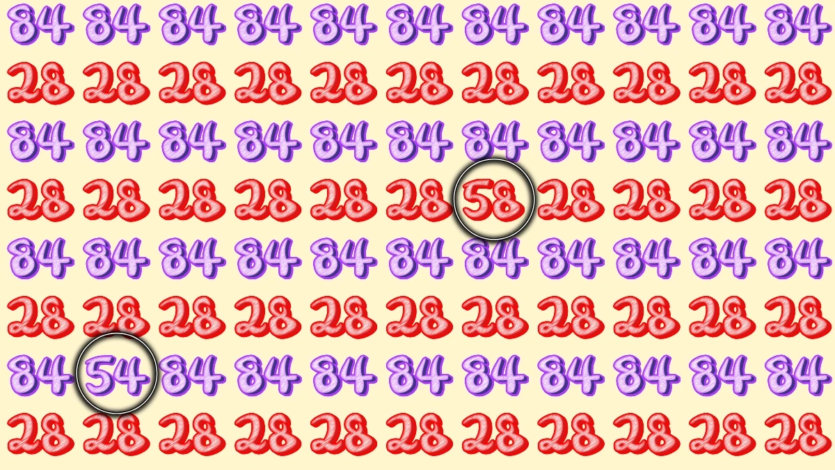 Optical Illusion: Within 9 Seconds Spot The Number 54 and 58 among 28 and 84
