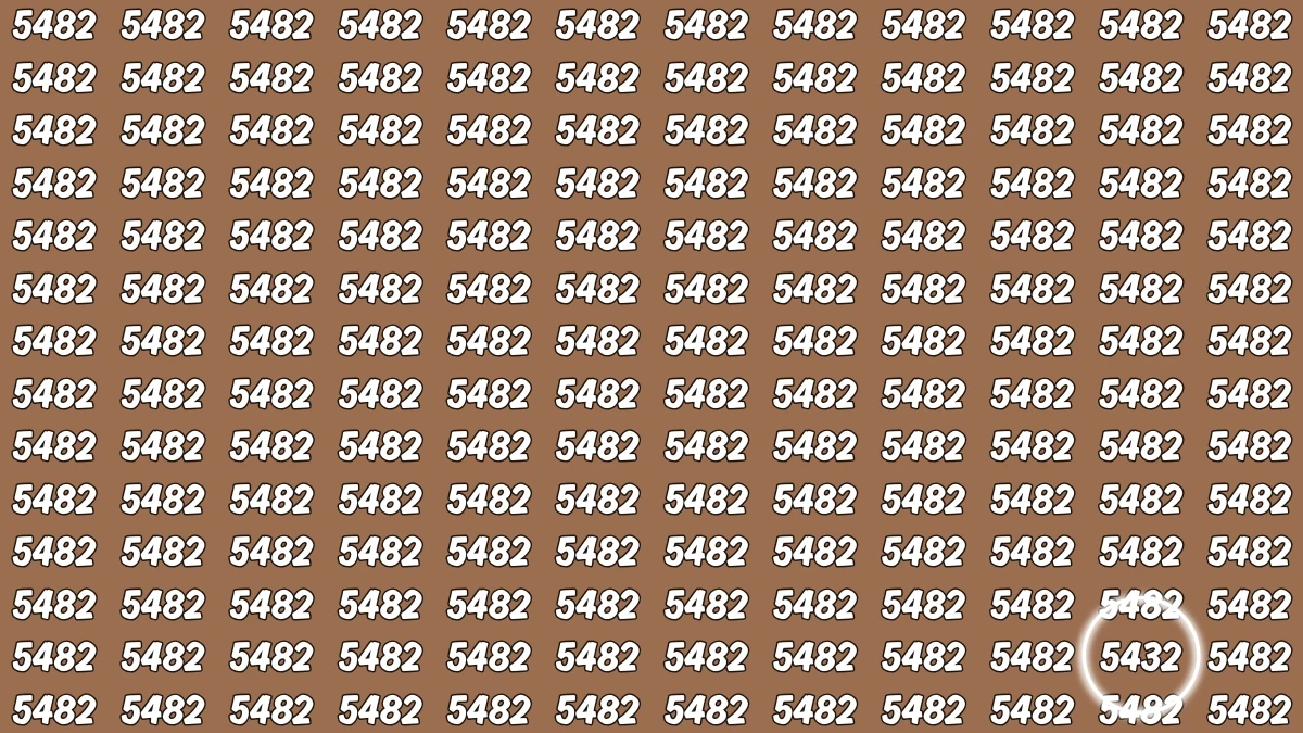Optical Illusion Puzzle IQ Test: Within 8 Seconds Spot The Number 5432 among 5482