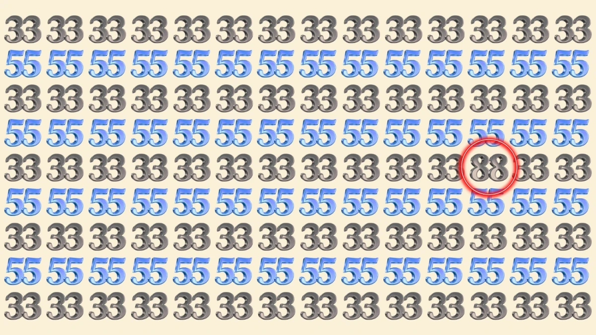 Optical Illusion: Within 9 Seconds Spot The Number 88 among 33 and 55