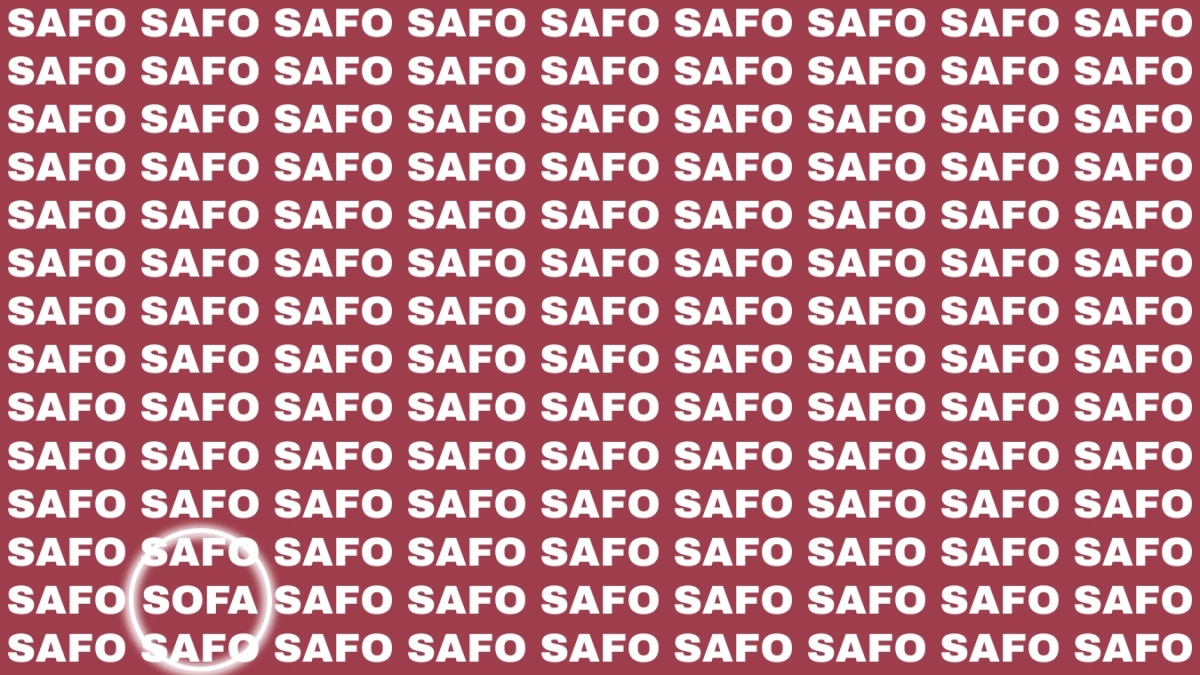 Visual Illusion: Within 6 Seconds Spot the Word SOFA among SAFO