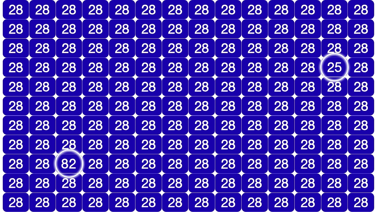 Optical Illusion Eye Test Challenge: Within 6 Seconds Spot The Number 25 and 82 among 28