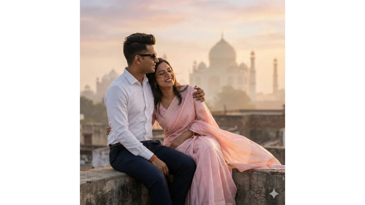 10 New Google Gemini AI Photo Editing Prompts to Create Romantic Taj Mahal Sunrise Couple Portraits