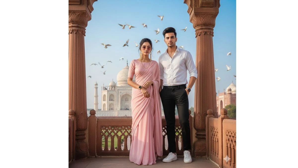 10 New Google Gemini AI Photo Editing Prompts to Create Romantic Taj Mahal Sunrise Couple Portraits