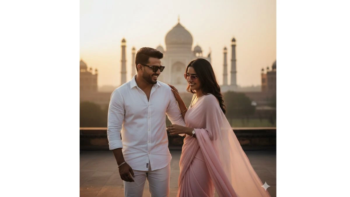 10 New Google Gemini AI Photo Editing Prompts to Create Romantic Taj Mahal Sunrise Couple Portraits