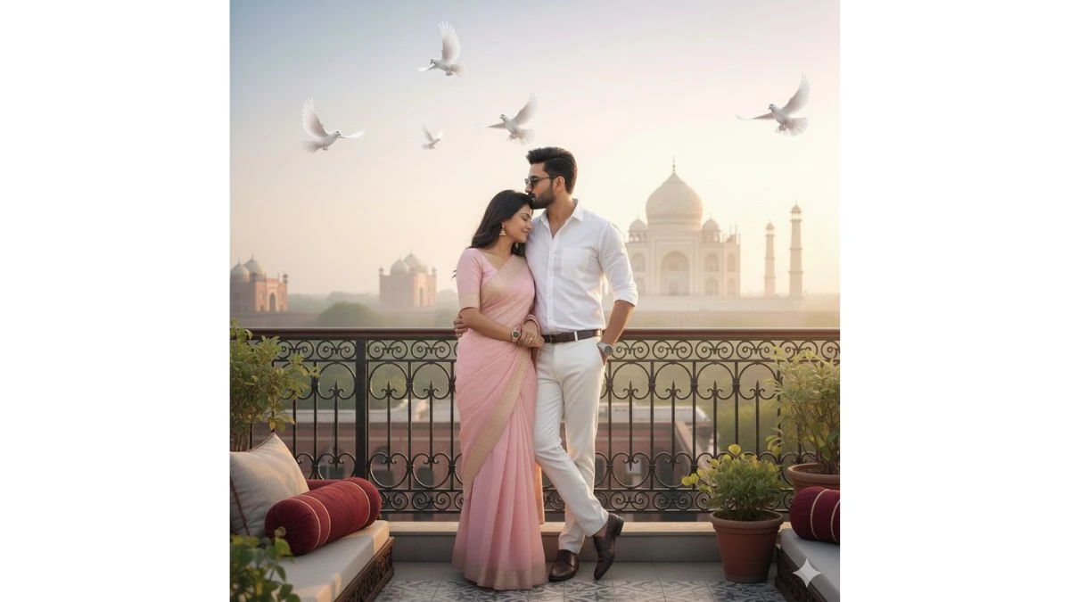 10 New Google Gemini AI Photo Editing Prompts to Create Romantic Taj Mahal Sunrise Couple Portraits