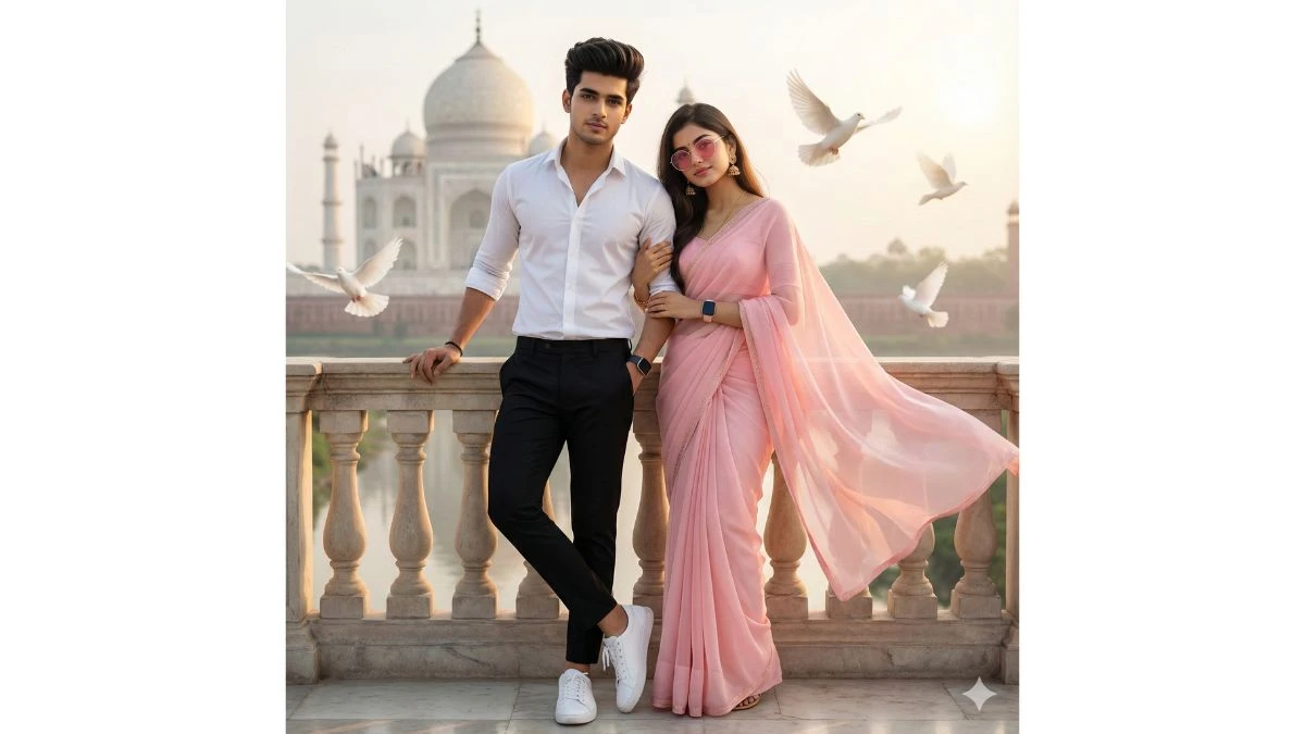 10 New Google Gemini AI Photo Editing Prompts to Create Romantic Taj Mahal Sunrise Couple Portraits