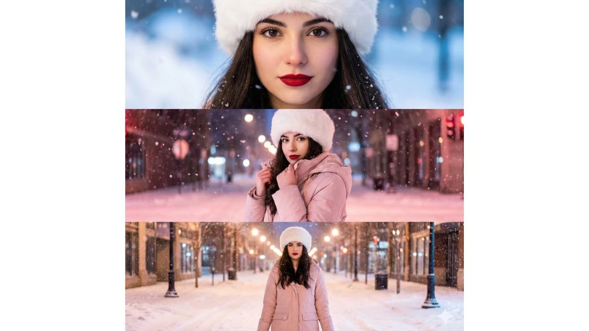 15 Viral Google Gemini AI Snow Photo Editing Prompts for Girls to Create Cinematic 3-Layer Winter Portraits