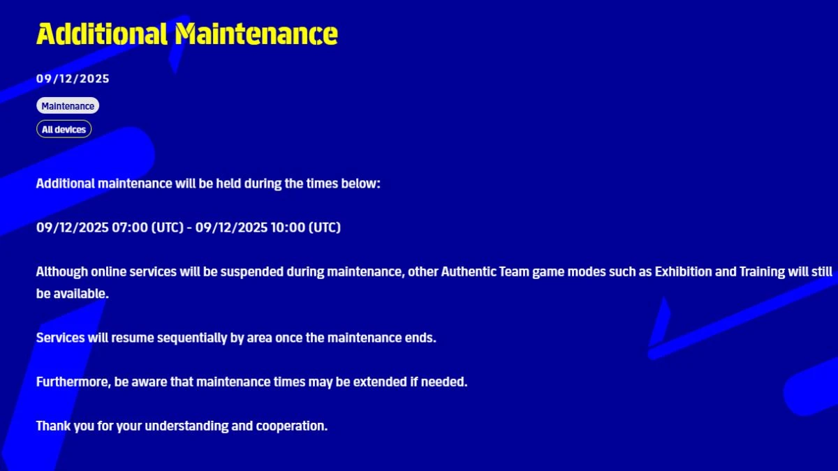 eFootball Server Maintenance Today: When will eFootball Maintenance End Today?