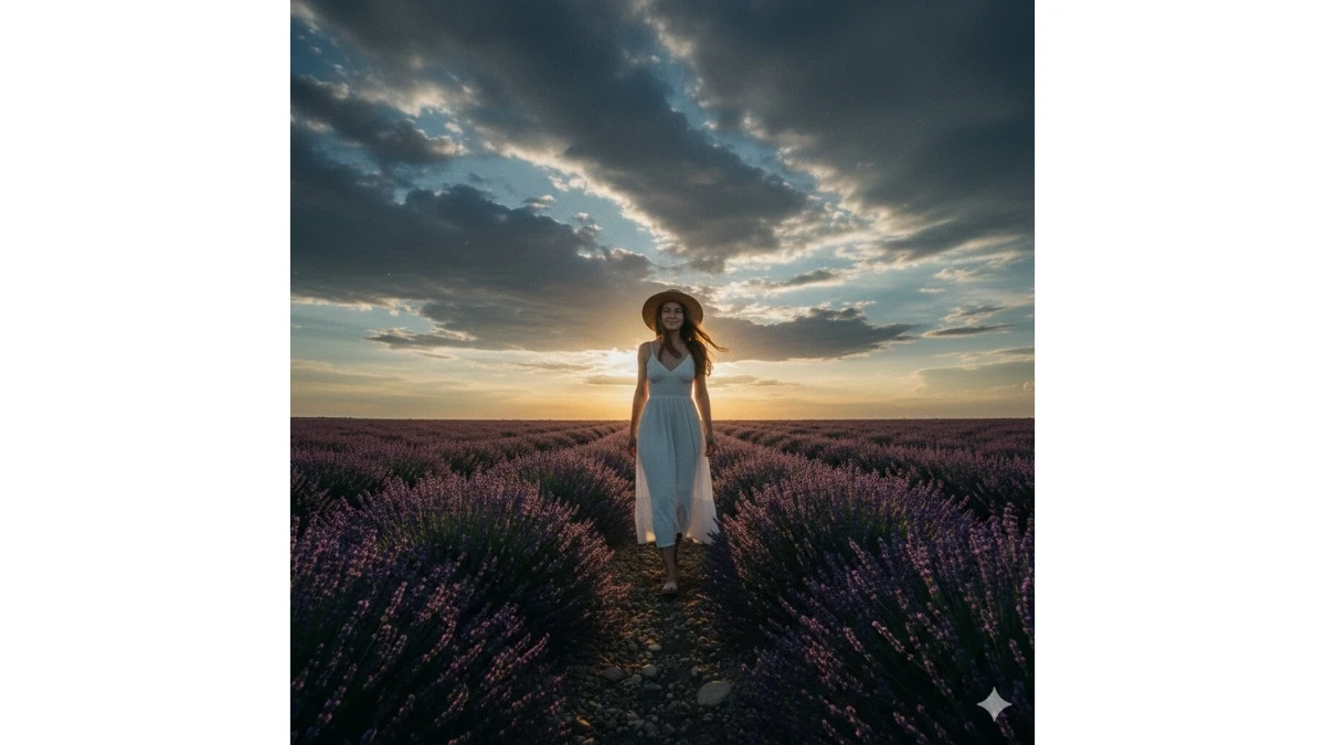 10 Viral Google Gemini AI Photo Editing Prompts for Girls to Create Stunning Lavender Field Cinematic Portraits