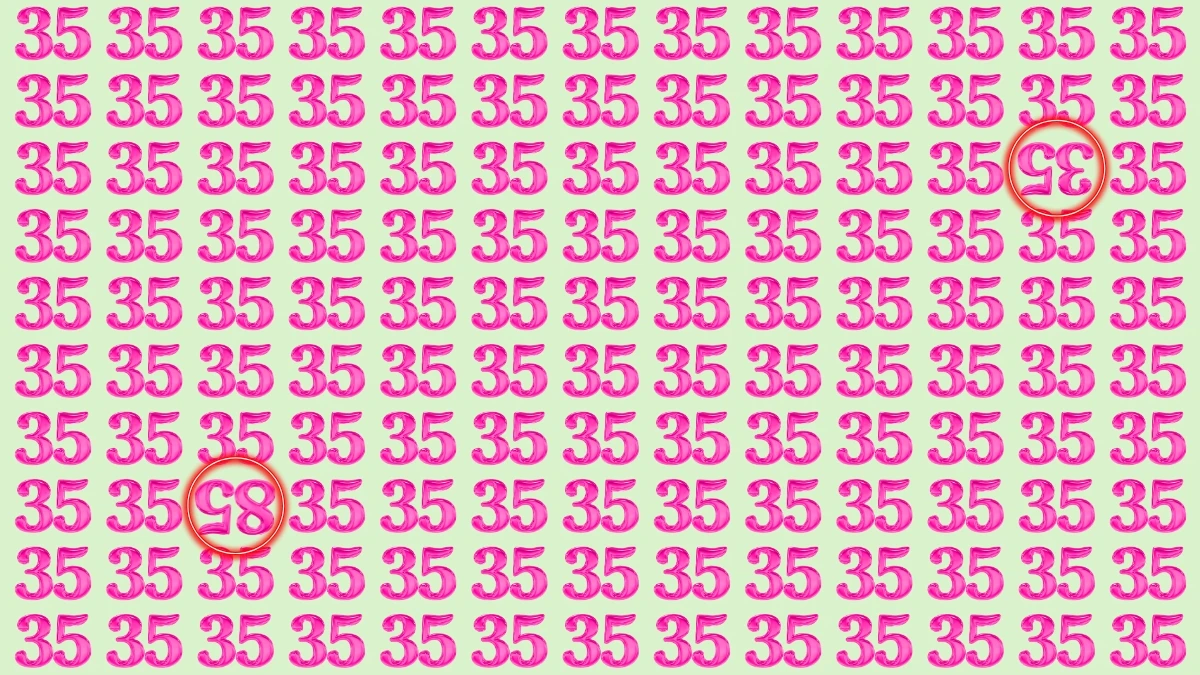 Optical Illusion: Within 8 Seconds Spot The Inverted Number 35 and 85 among 35