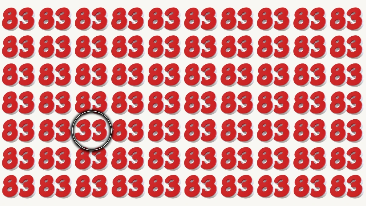 Observation Find it Out: Within 5 Seconds Spot The Number 33 among 83
