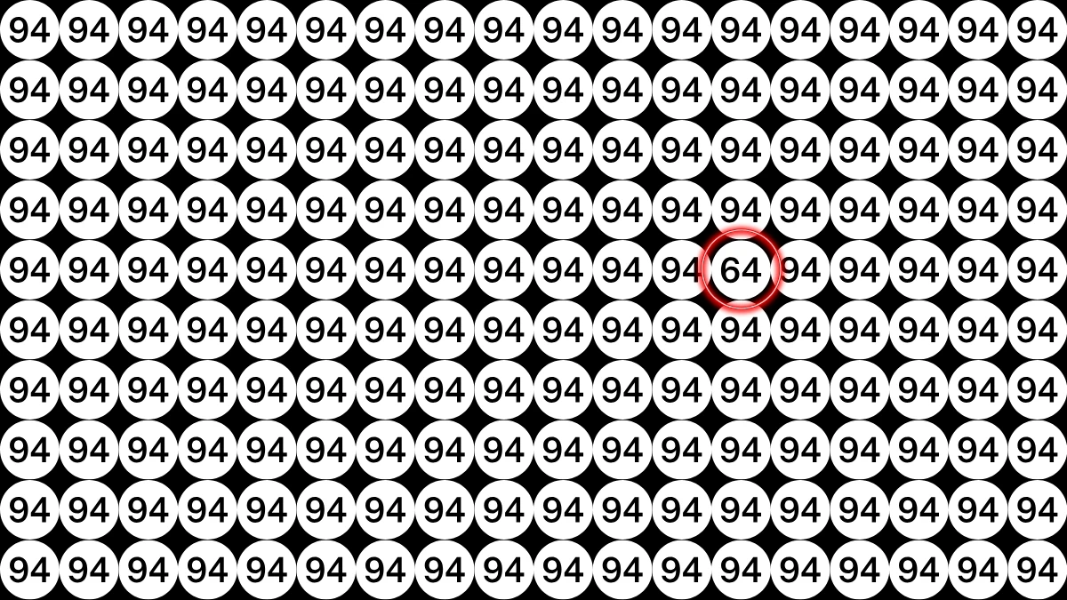 Observation Find it Out: Within 5 Seconds Spot The Number 64 among 94