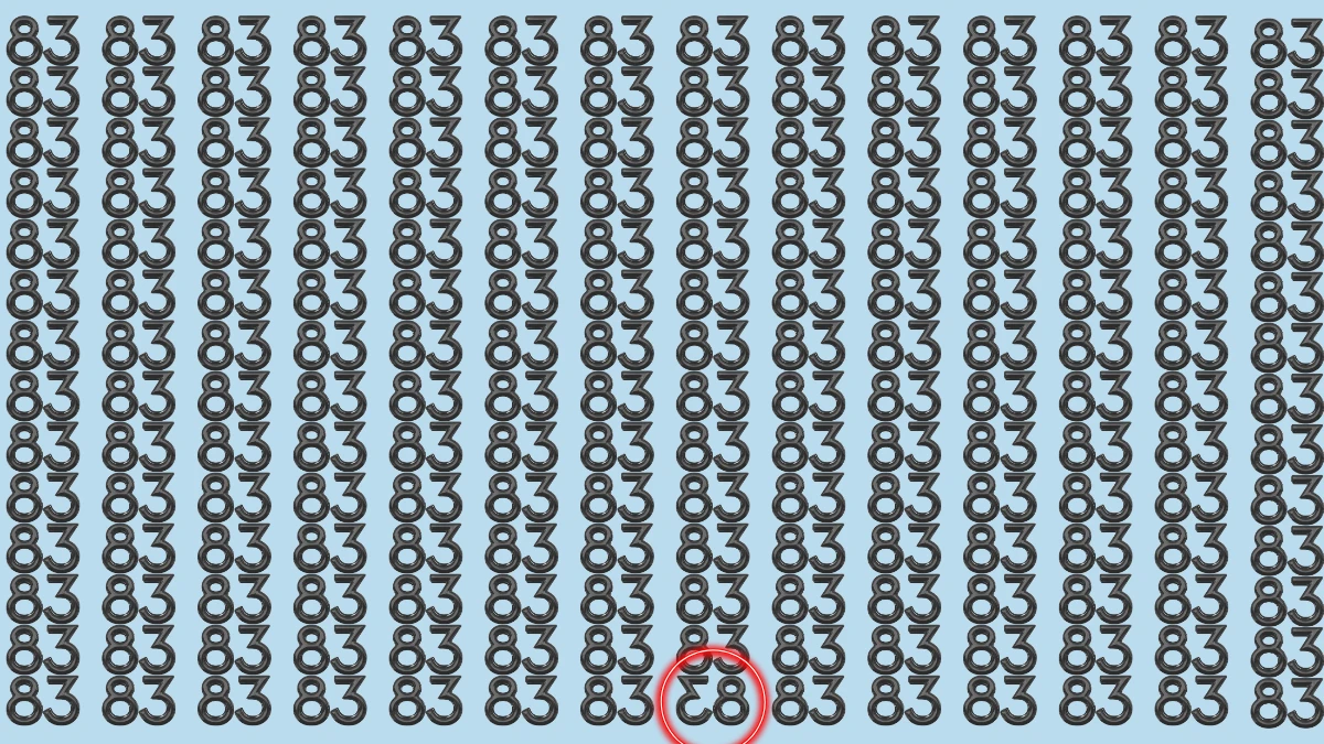 Optical Illusion: Are You A Genius? Within 8 Seconds Spot The Inverted 83 among 83