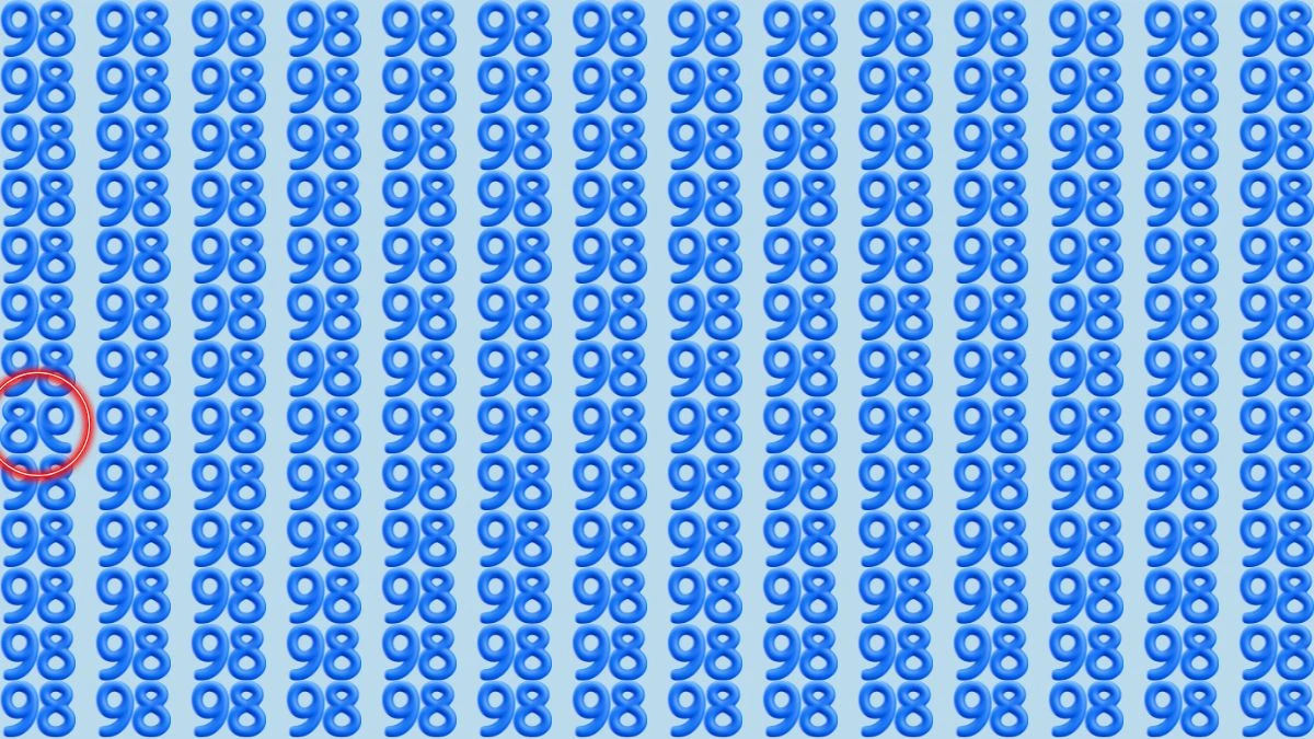 Optical Illusion: Are You A Genius? Within 8 Seconds Spot The Inverted 98 among 98