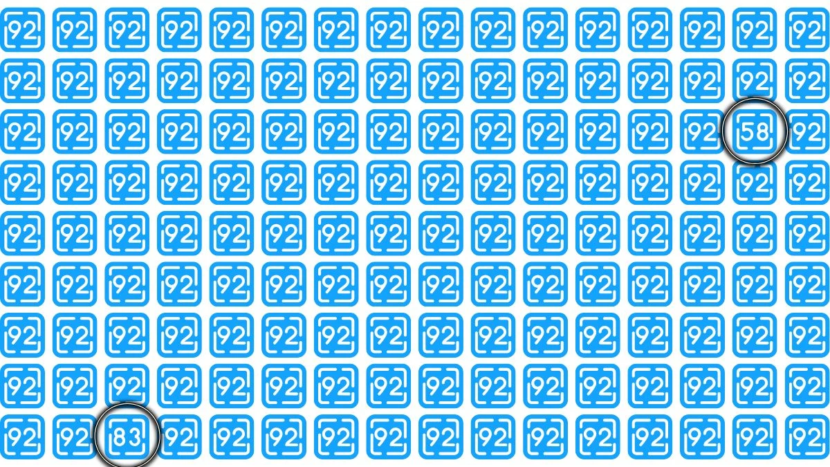 Optical Illusion Eye Test Challenge: Only Eagle Eyes Can Spot the Number 53 and 83 among 92