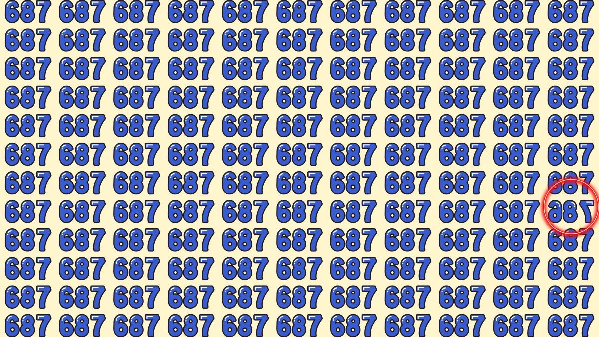 Optical Illusion Eye Test Challenge: Within 7 Seconds Spot The Inverted 687 among 687?