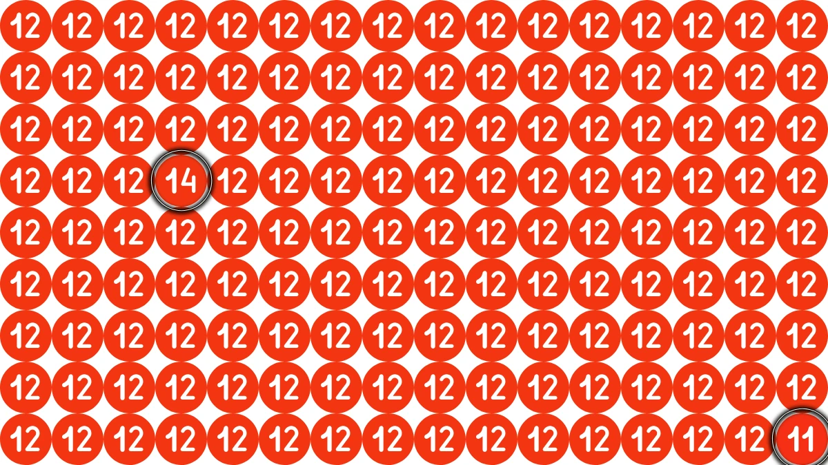 Optical Illusion Eye Test Challenge: Within 7 Seconds Spot The Number 11 and 14 among 12