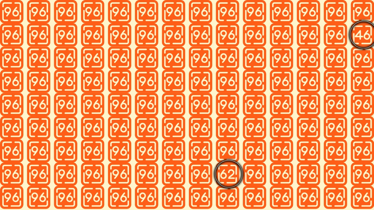 Optical Illusion Eye Test Challenge: Within 7 Seconds Spot The Number 46 and 62 among 96