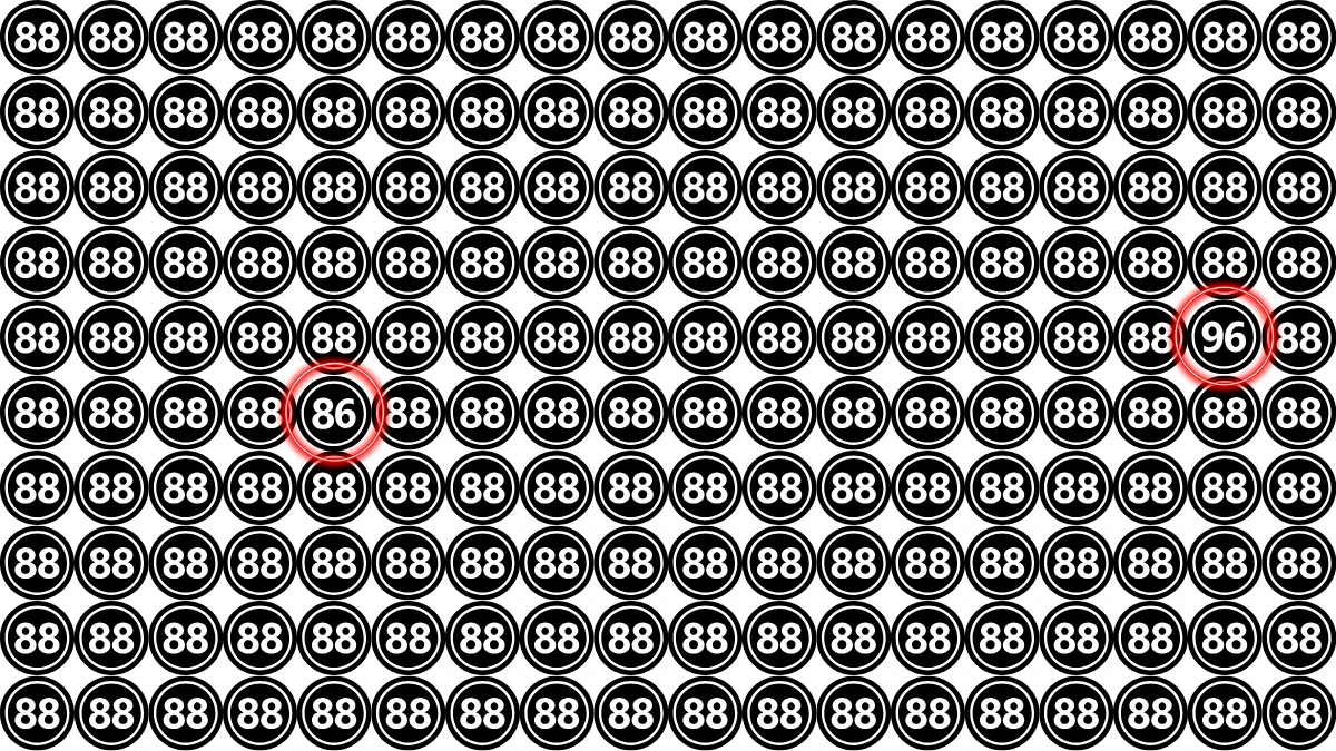 Optical Illusion Eye Test Challenge: Within 7 Seconds Spot The Number 96 and 86 among 88