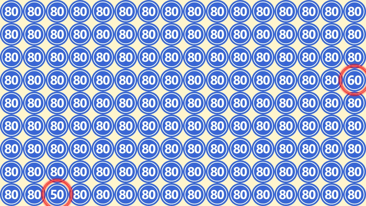 Optical Illusion Eye Test Challenge: Within 8 Seconds Spot The Number 60 and 50 among 80