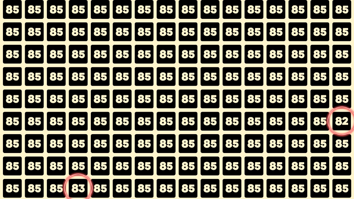 Optical Illusion Eye Test Challenge: Within 8 Seconds Spot The Number 83 and 82 among 85