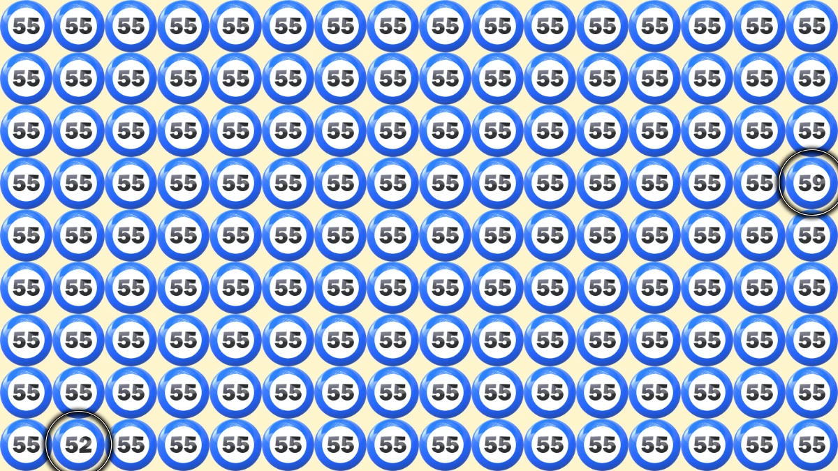 Optical Illusion Eye Test Challenge: Within 9 Seconds Spot The Number 52 and 59 among 55